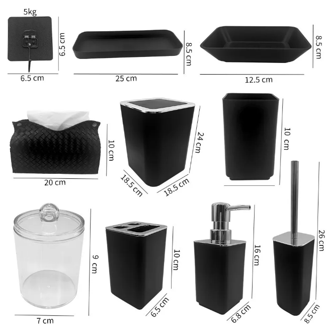 Foto 2 | Set De Baño Xtellar De 10 Piezas En Clásico Negro