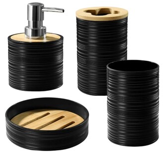 Foto 1 | Xtellar Elegante Set De Accesorios Para Baño De 4 Piezas Bambú Y Plástico Premium