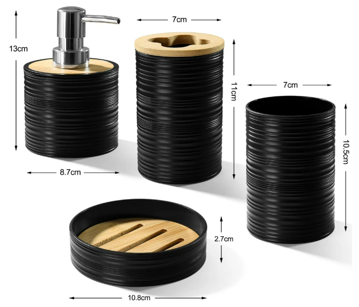 Foto 3 pulgar | Xtellar Elegante Set De Accesorios Para Baño De 4 Piezas  Bambú Y Plástico Premium