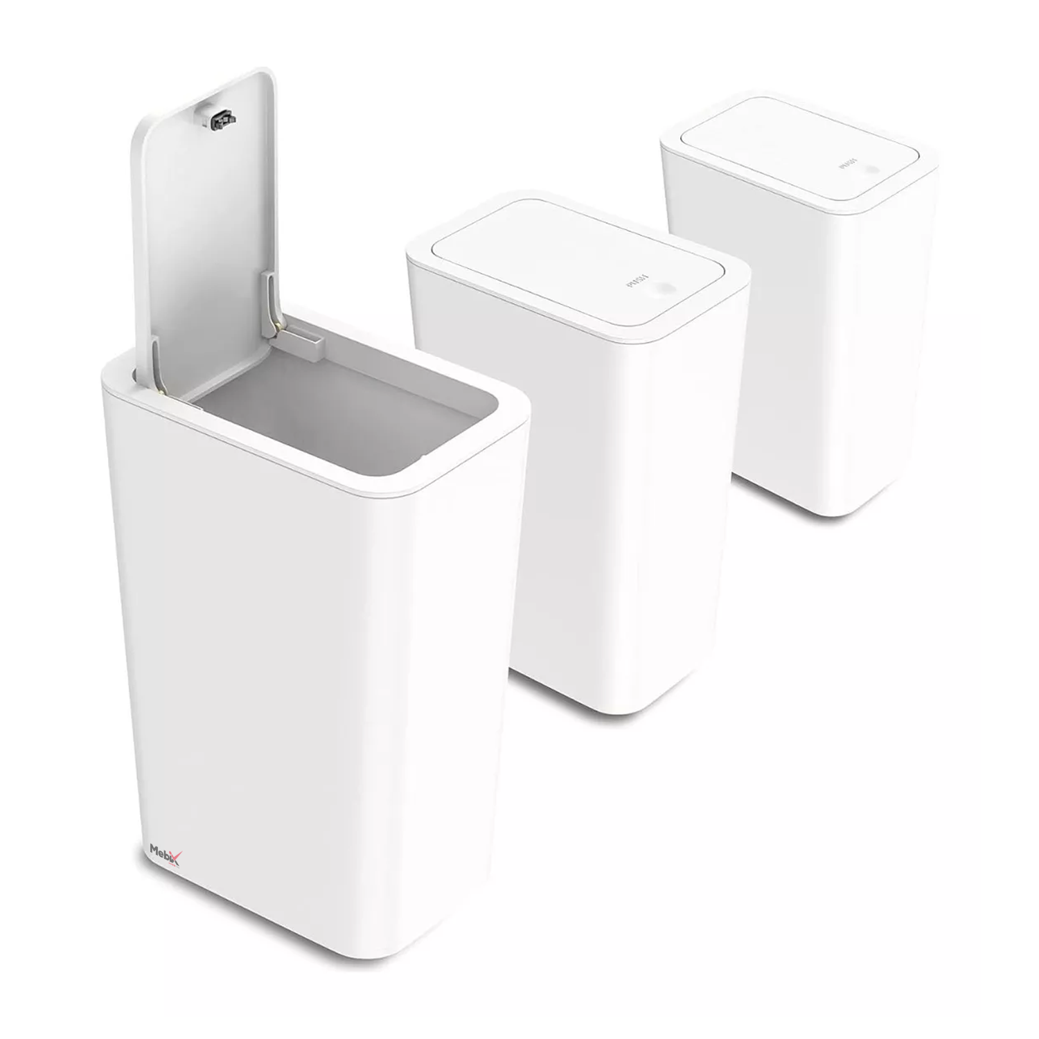 Foto 1 | Set De 3 Cubos Para Basura Con Tapa Emergente Color Blanco