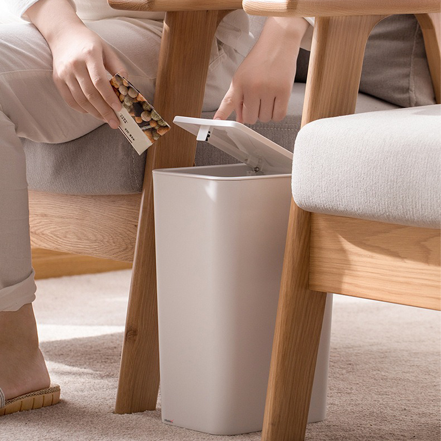 Foto 4 pulgar | Set De 3 Cubos Para Basura Con Tapa Emergente Color Blanco