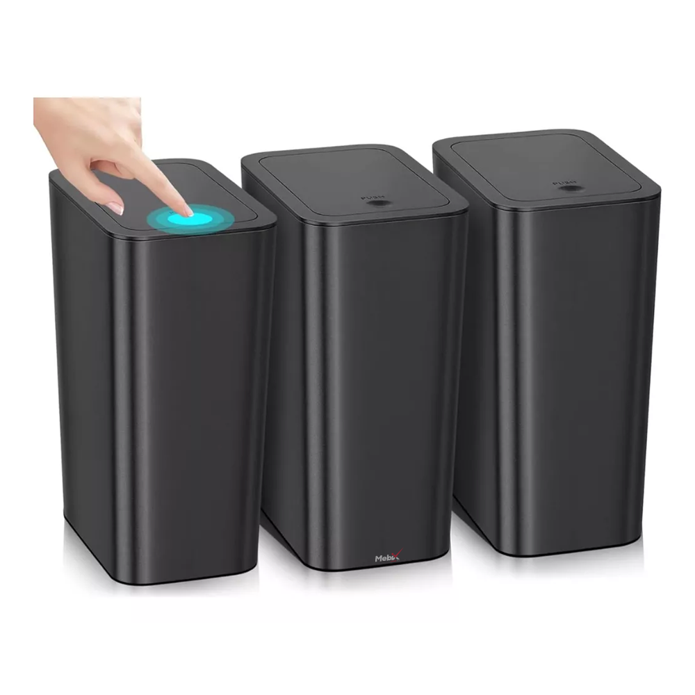 Foto 2 | Set De 3 Cubos Para Basura Con Tapa Emergente Color Negro