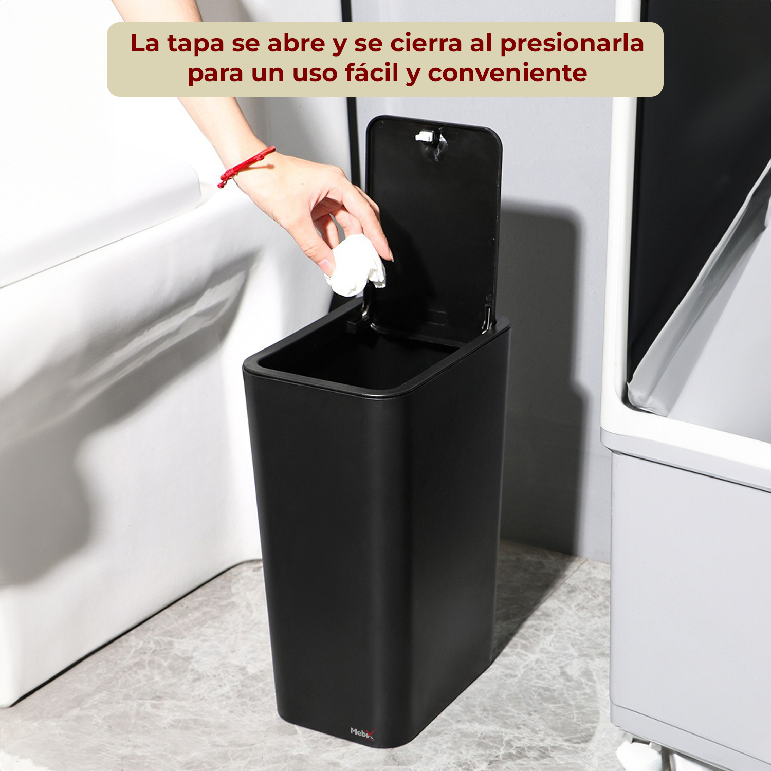 Foto 6 pulgar | Set De 3 Cubos Para Basura Con Tapa Emergente Color Negro
