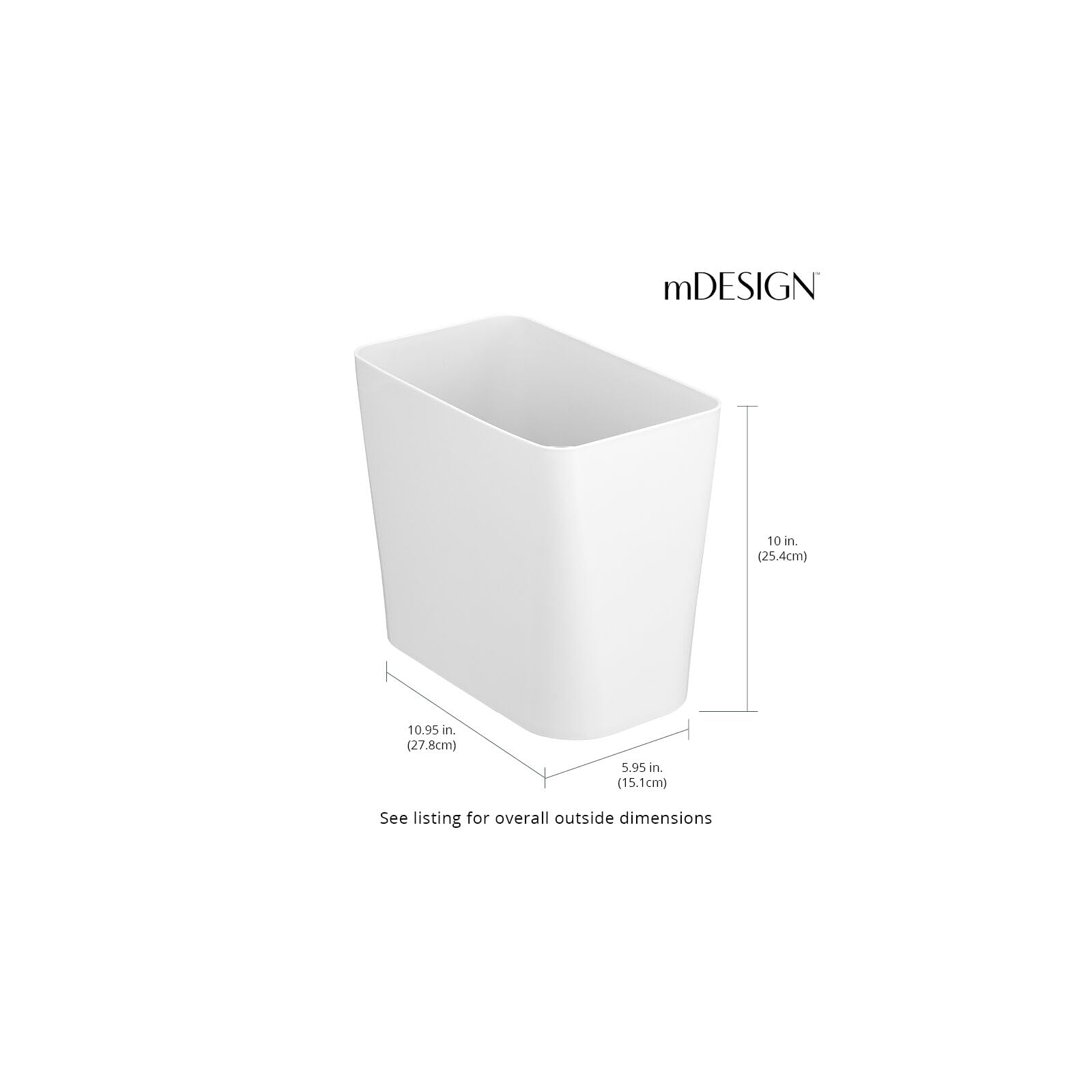 Foto 4 pulgar | Papelera Mdesign De Plástico De 11 4 Litros Para Baño O Dormitorio - Venta Internacional.