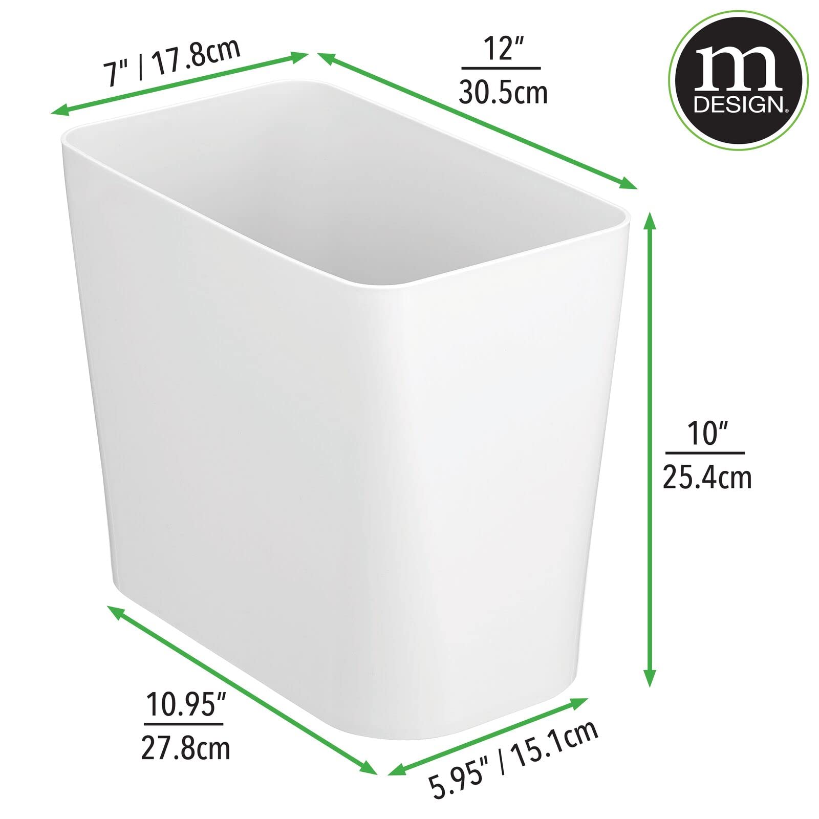 Foto 4 | Papelera Mdesign De Plástico De 11 4 Litros Para Baño O Dormitorio - Venta Internacional.