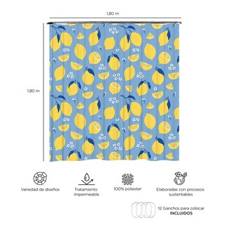 Foto 3 | Cortina para Baño Providencia Lemons