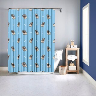 Foto 2 | Cortina para Baño PROVIDENCIA Pugs Happy color Azul