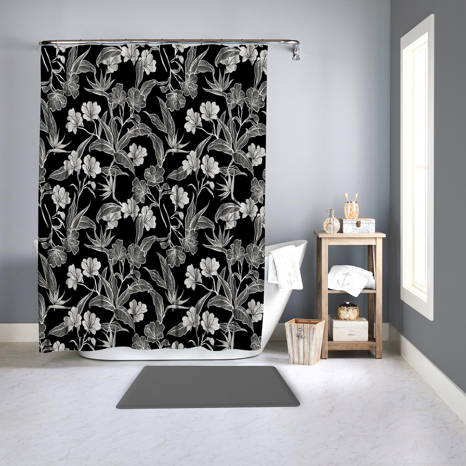 Foto 3 pulgar | Cortina para Baño Providencia Black Roses