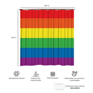 Foto 3 | Cortina para Baño PROVIDENCIA Pride Rayas Multicolor