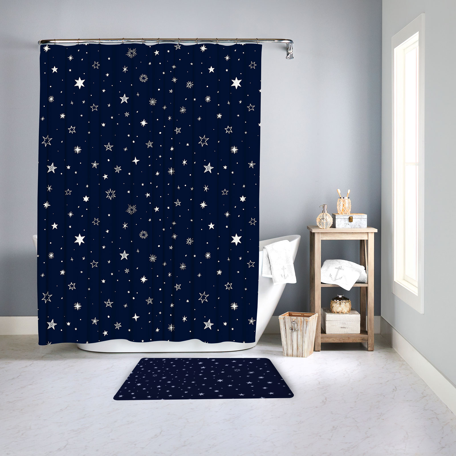 Foto 3 pulgar | Cortina para Baño PROVIDENCIA Multi Stars color Azul