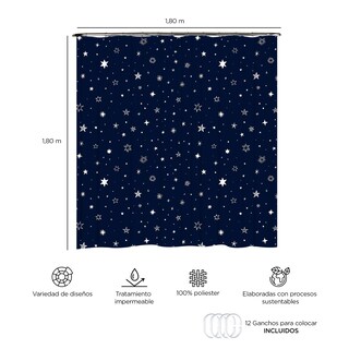 Foto 3 | Cortina para Baño PROVIDENCIA Multi Stars color Azul