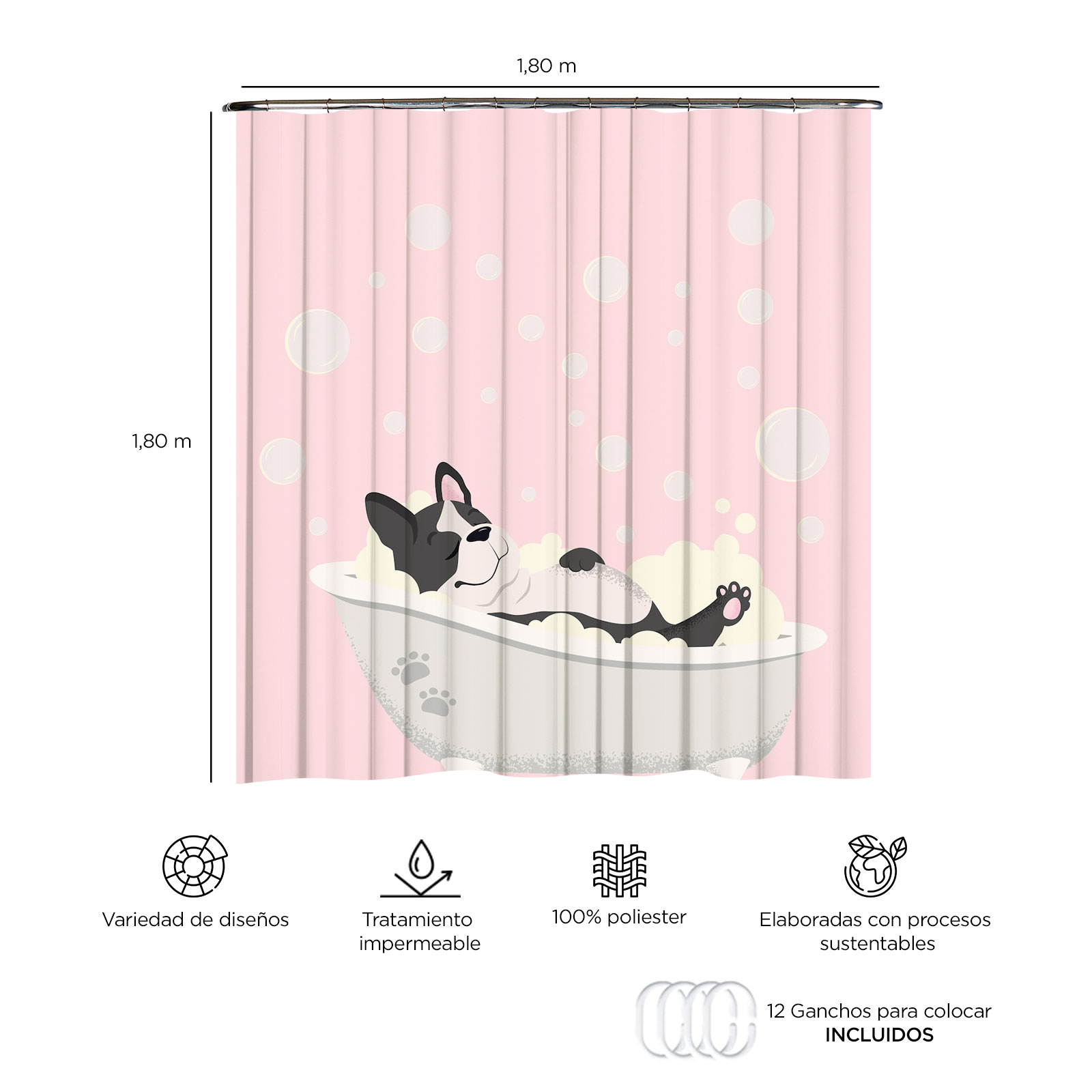 Foto 4 pulgar | Cortina para Baño PROVIDENCIA Puppy Relax