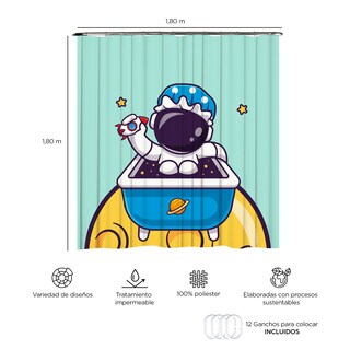 Foto 3 | Cortina para Baño PROVIDENCIA Space Man Clean