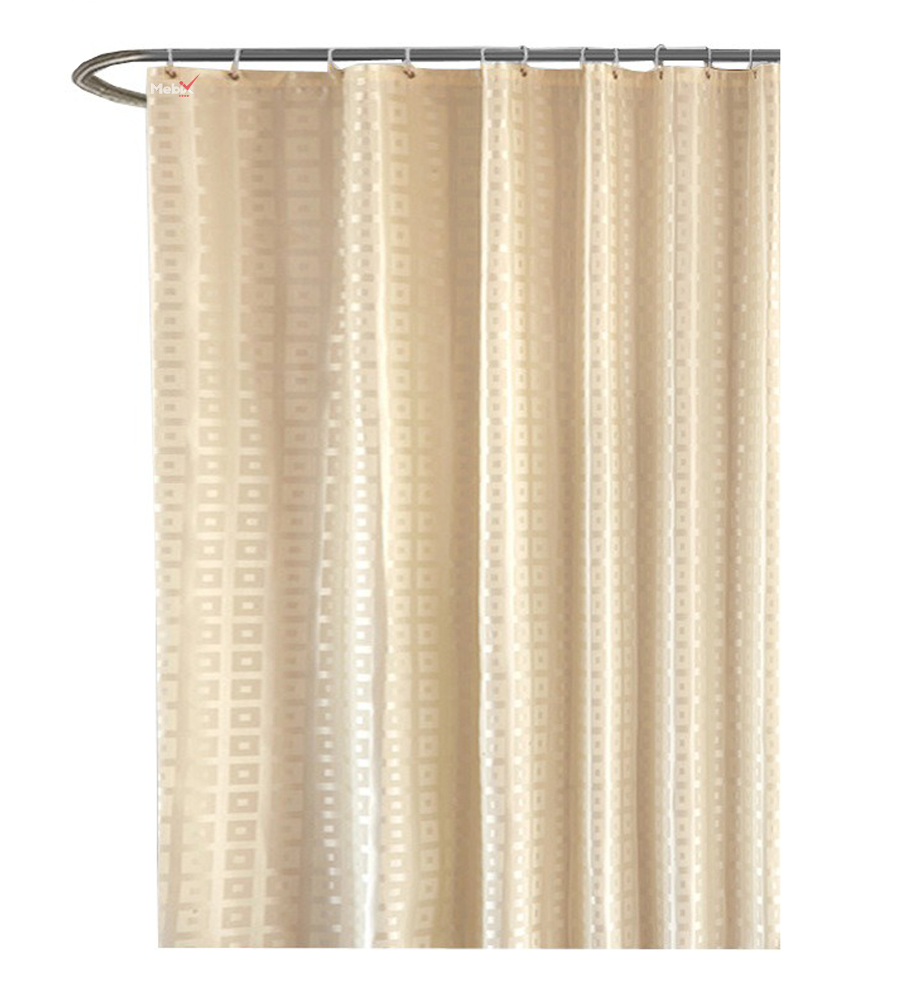 Foto 2 pulgar | Cortina de Baño color Beige Tela a Cuadros 180 X 180 CM Impermeable