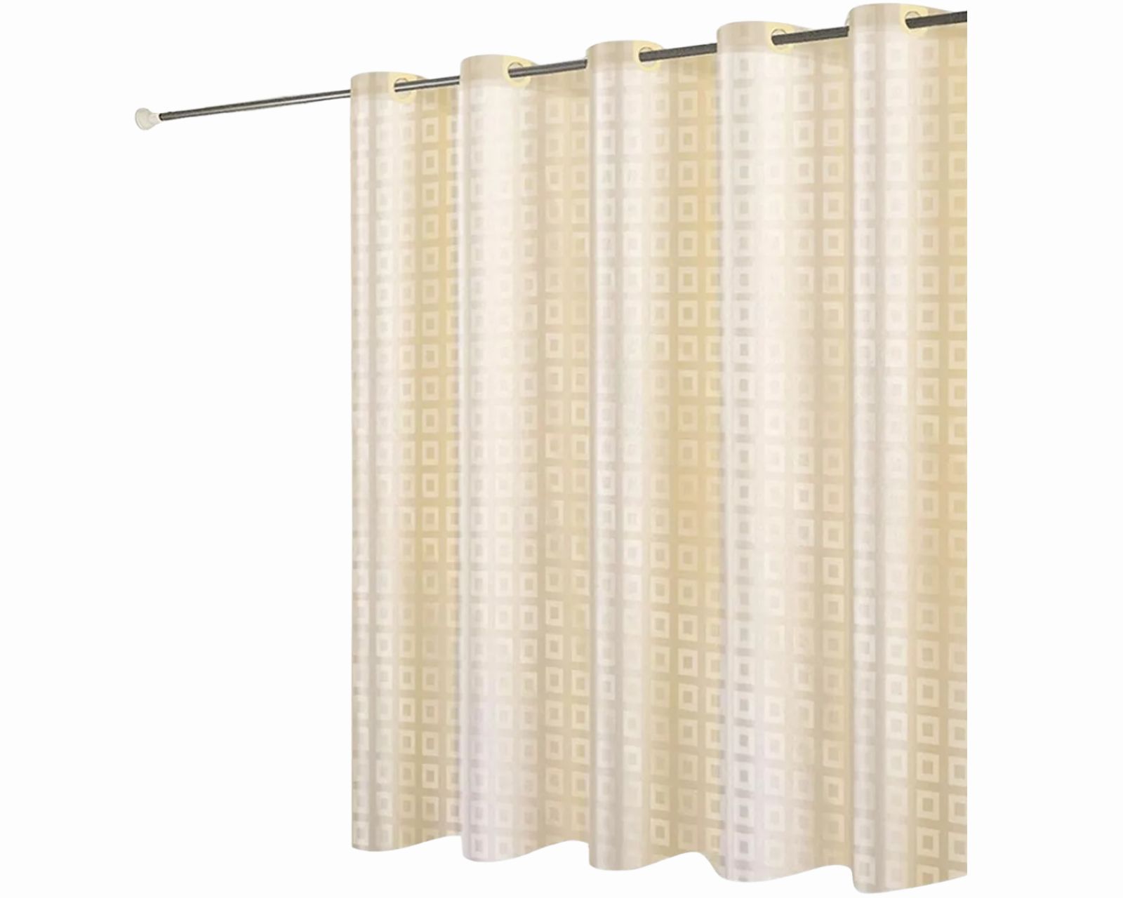 Cortina de Baño color Beige Tela a Cuadros 180 X 180 CM Impermeable