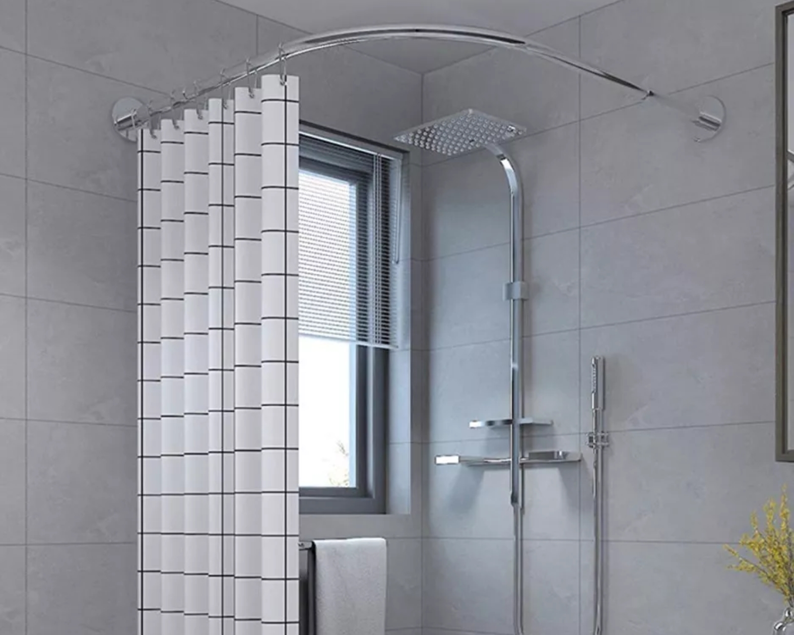 Foto 6 pulgar | Tubo para Cortina de Baño en Escuadra Ajustable 80 x 100 cm