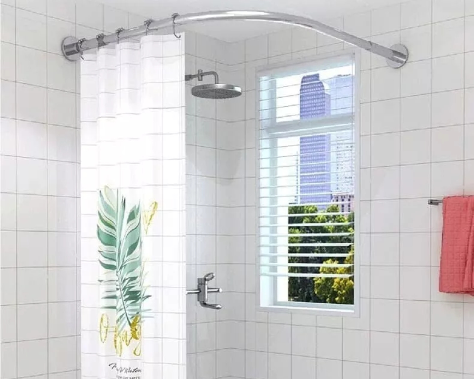 Foto 7 pulgar | Tubo para Cortina de Baño en Escuadra Ajustable 80 x 100 cm