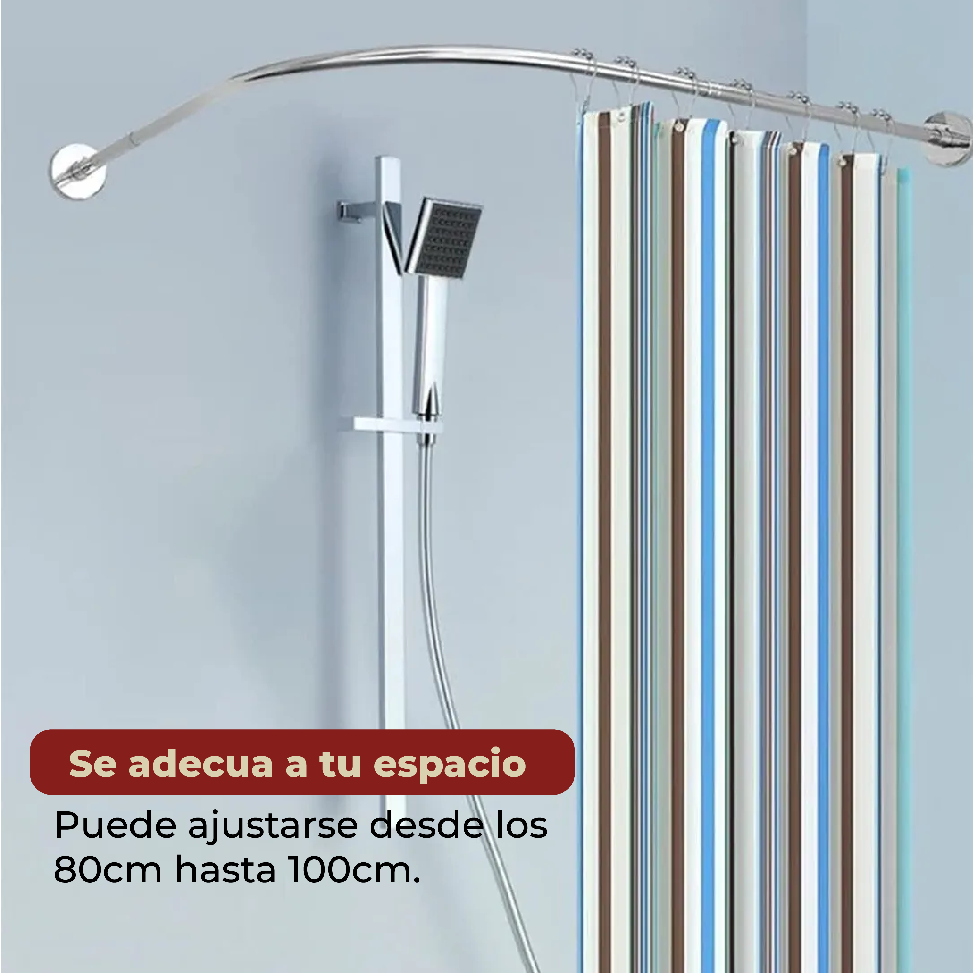 Foto 6 | Tubo para Cortina de Baño en Escuadra Ajustable 80 x 100 cm