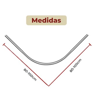 Foto 7 | Tubo Plateado para Cortina de Baño en Escuadra Ajustable 80 x 100 cm