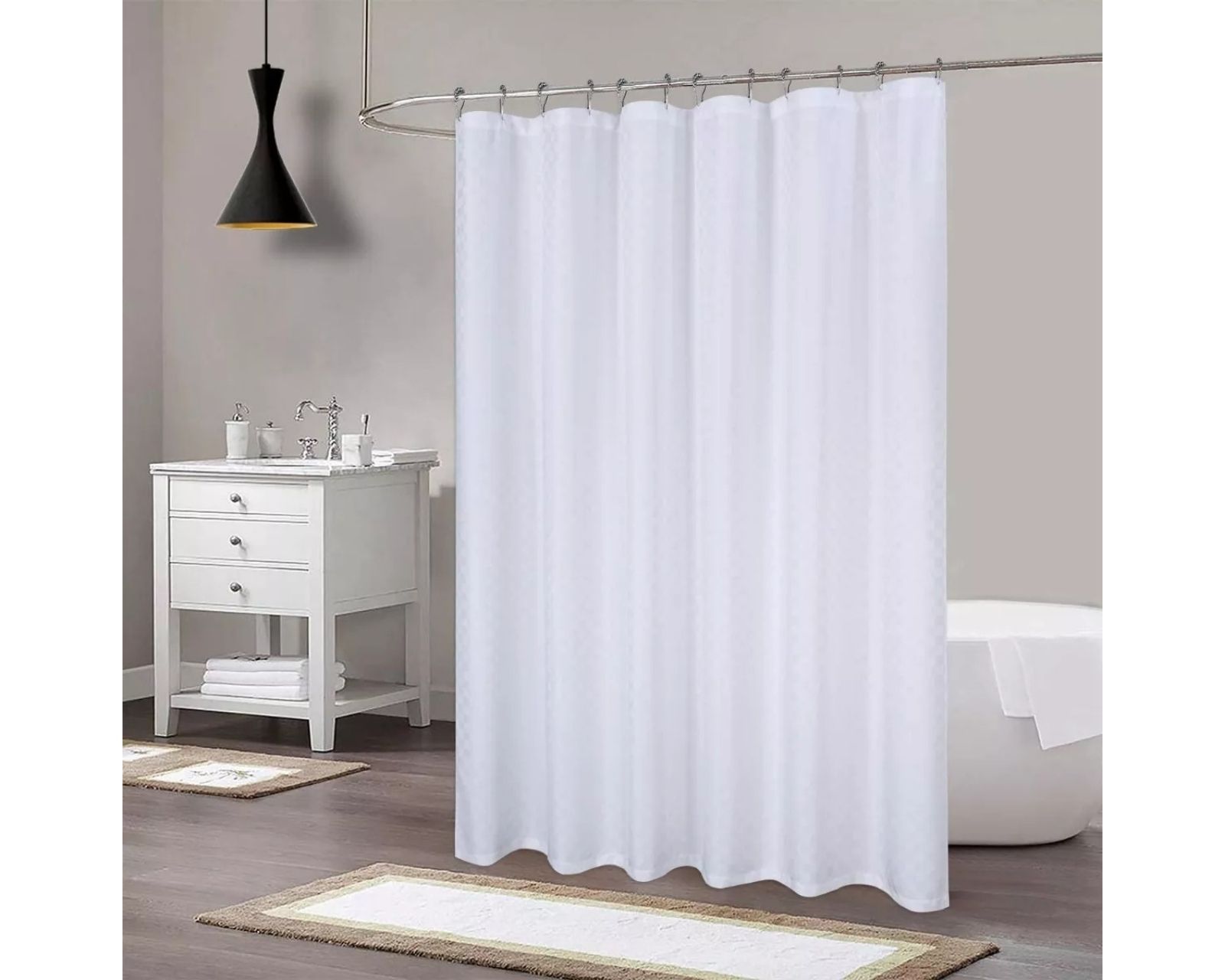 Foto 4 pulgar | Cortina de Baño Impermeable color Blanco 180 x 180 cm con Ganchos de Acero Incluidos