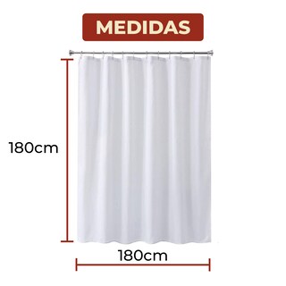 Foto 6 | Cortina De Baño Impermeable 180 X 180cm Color Blanco + Ganchos De Acero