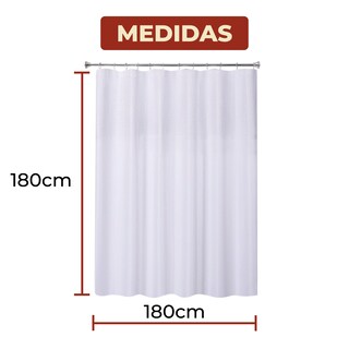 Foto 8 | Cortina De Baño Impermeable 180 X 180cm Color Blanco + Ganchos De Acero