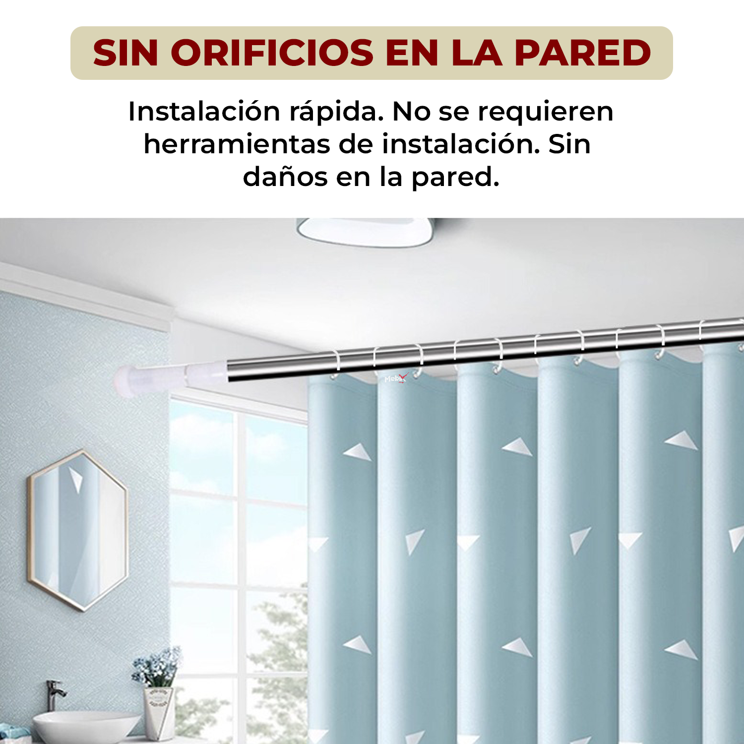Foto 5 pulgar | Tubo para Cortina de Baño Barra Ajustable 1.1 x 2 m Plateado