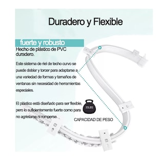 Foto 2 | Silenciosos Riel de Cortina de Techo Flexible Montaje Curvo