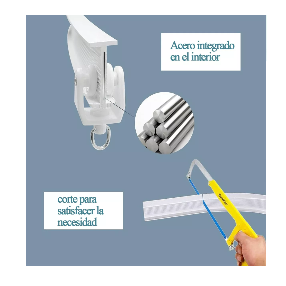 Foto 5 pulgar | Silenciosos Riel de Cortina de Techo Flexible Montaje Curvo