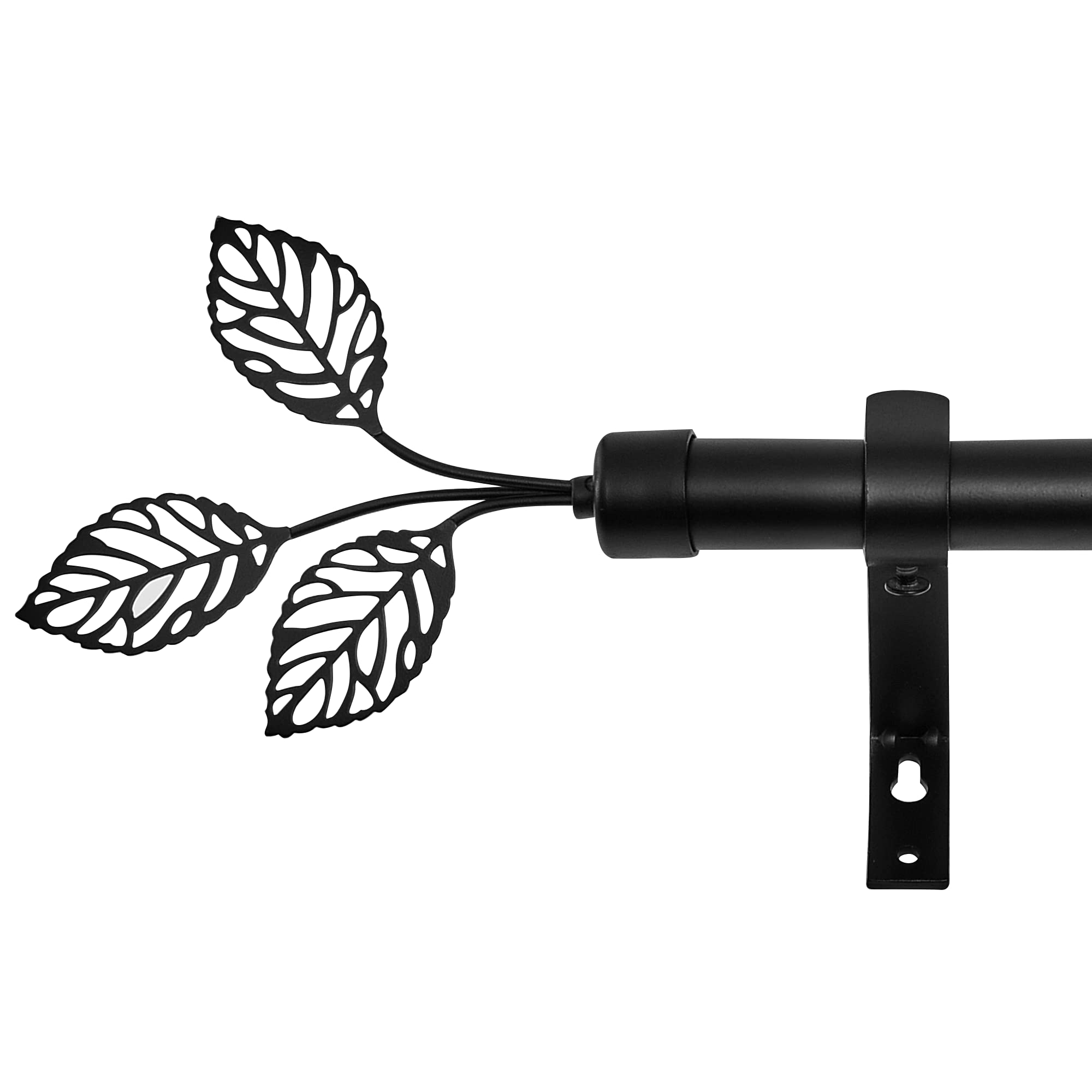 Barra De Cortina Ryb Home Negra Mate De 2,54 Cm De Diámetro Con Aleta En Forma De Hoja - Venta Internacional. $1,272
