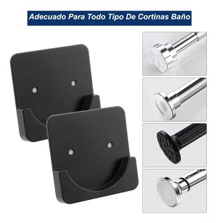 Foto 4 | Soporte De Barra De Cortina Ganchos De Pared Cortinero 4pzs Eo Safe Imports Esi-15603 Negro