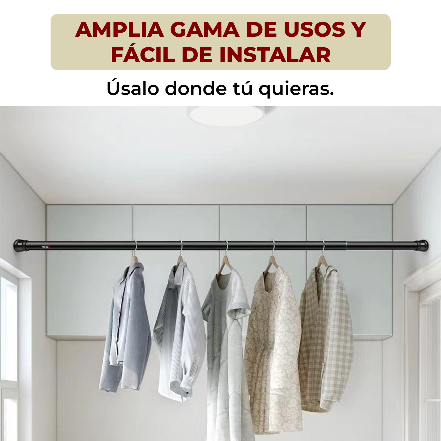 Foto 4 pulgar | Tubo para Cortina de Baño Barra Ajustable 1.1 x 2.0 mNegro