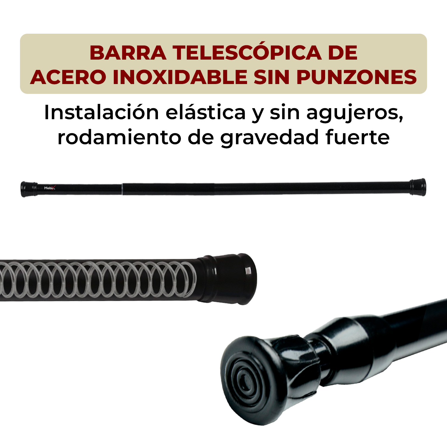 Foto 5 pulgar | Tubo para Cortina de Baño Barra Ajustable 1.1 x 2.0 mNegro