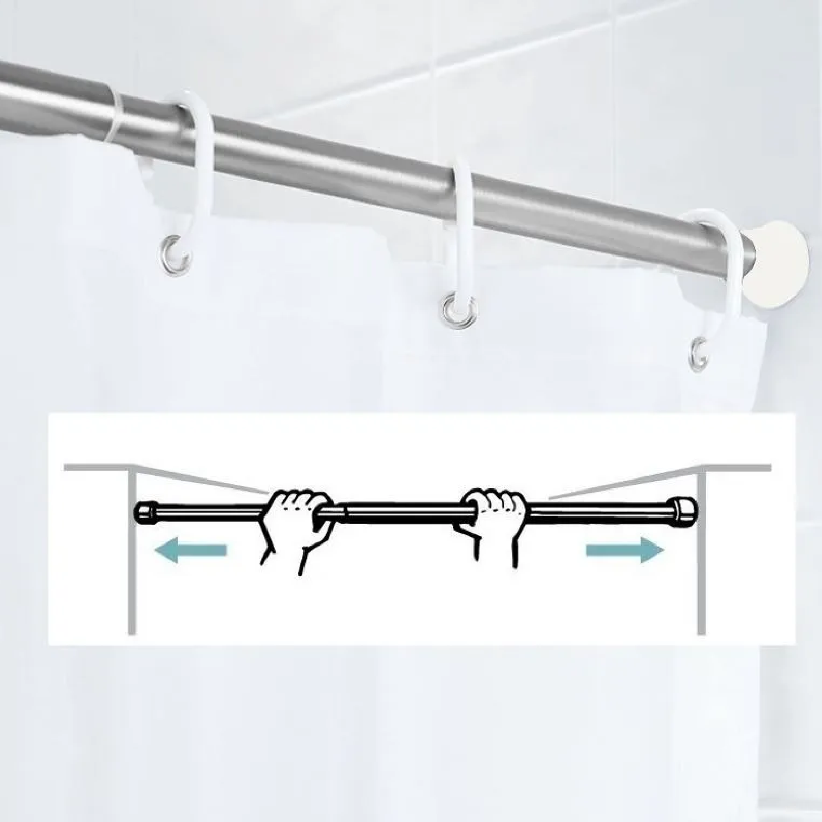 Foto 6 pulgar | Tubo Para Cortina De Baño Ajustable 70 Cm - 120 Cm