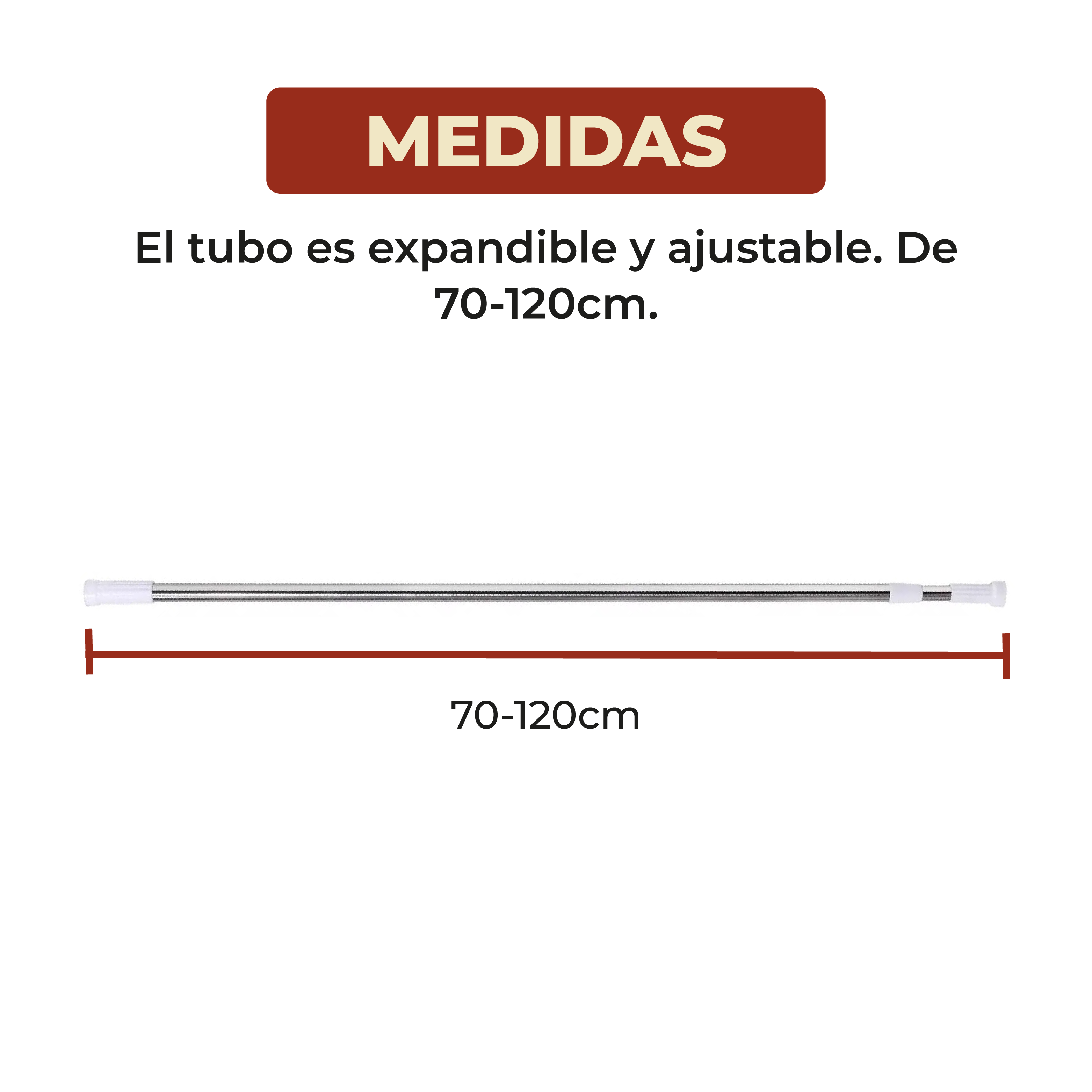Foto 6 | Tubo Para Cortina De Baño Ajustable 70 Cm - 120 Cm