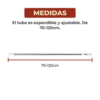 Foto 6 | Tubo Para Cortina De Baño Ajustable 70 Cm - 120 Cm