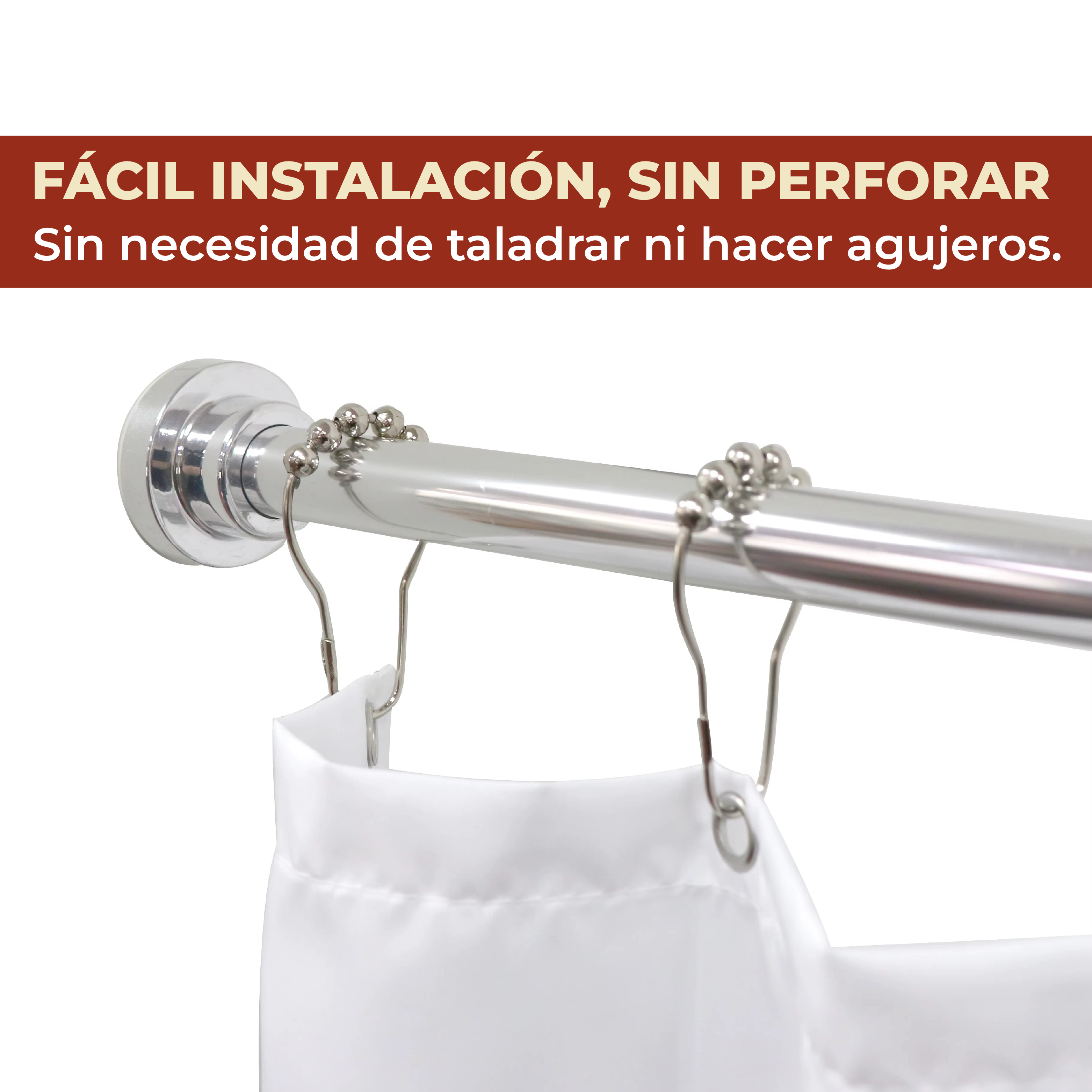 Foto 5 pulgar | Tubo Para Cortina De Baño Expandible Ajustable 105-170 Cm