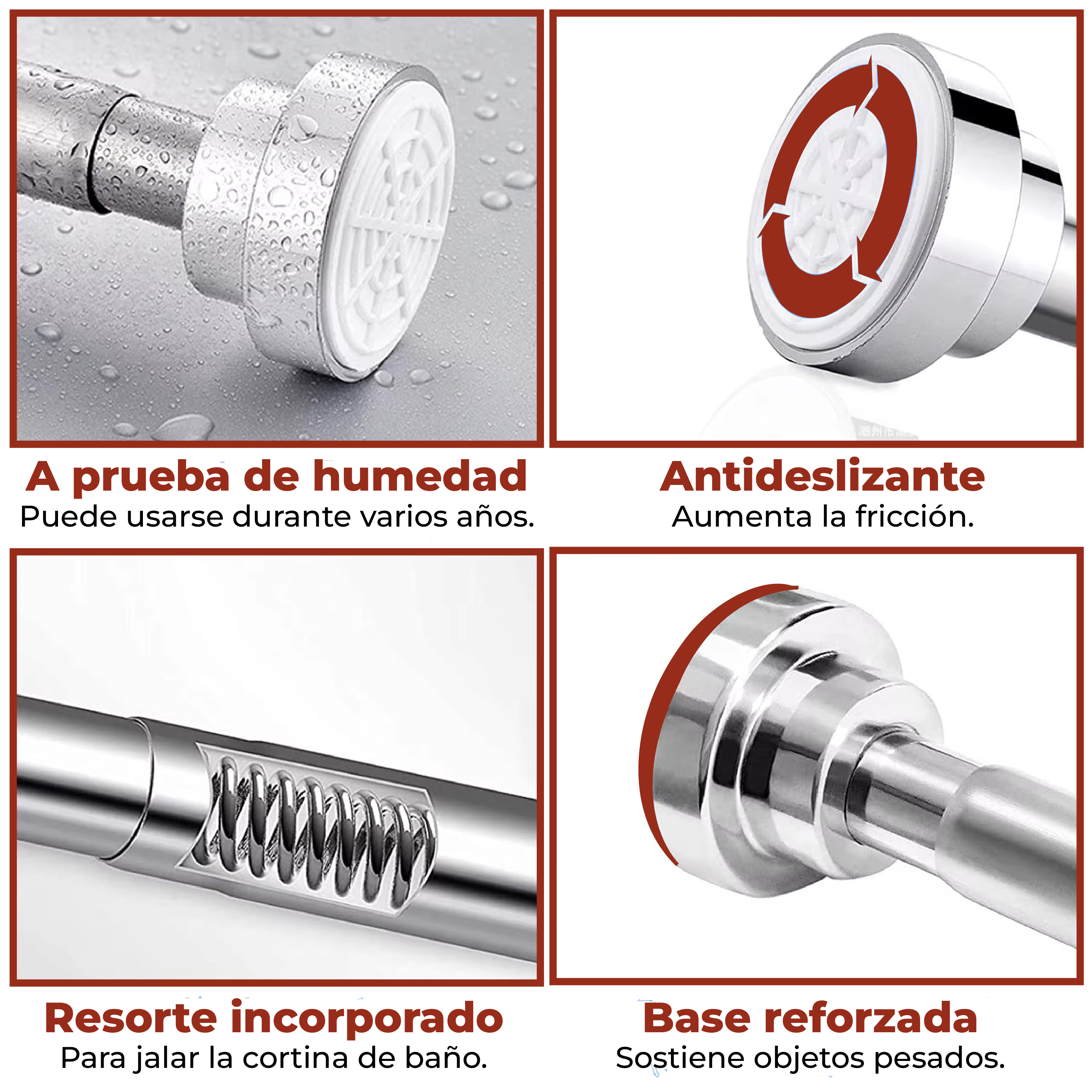 Foto 7 pulgar | Tubo Para Cortina De Baño Expandible Ajustable 105-170 Cm