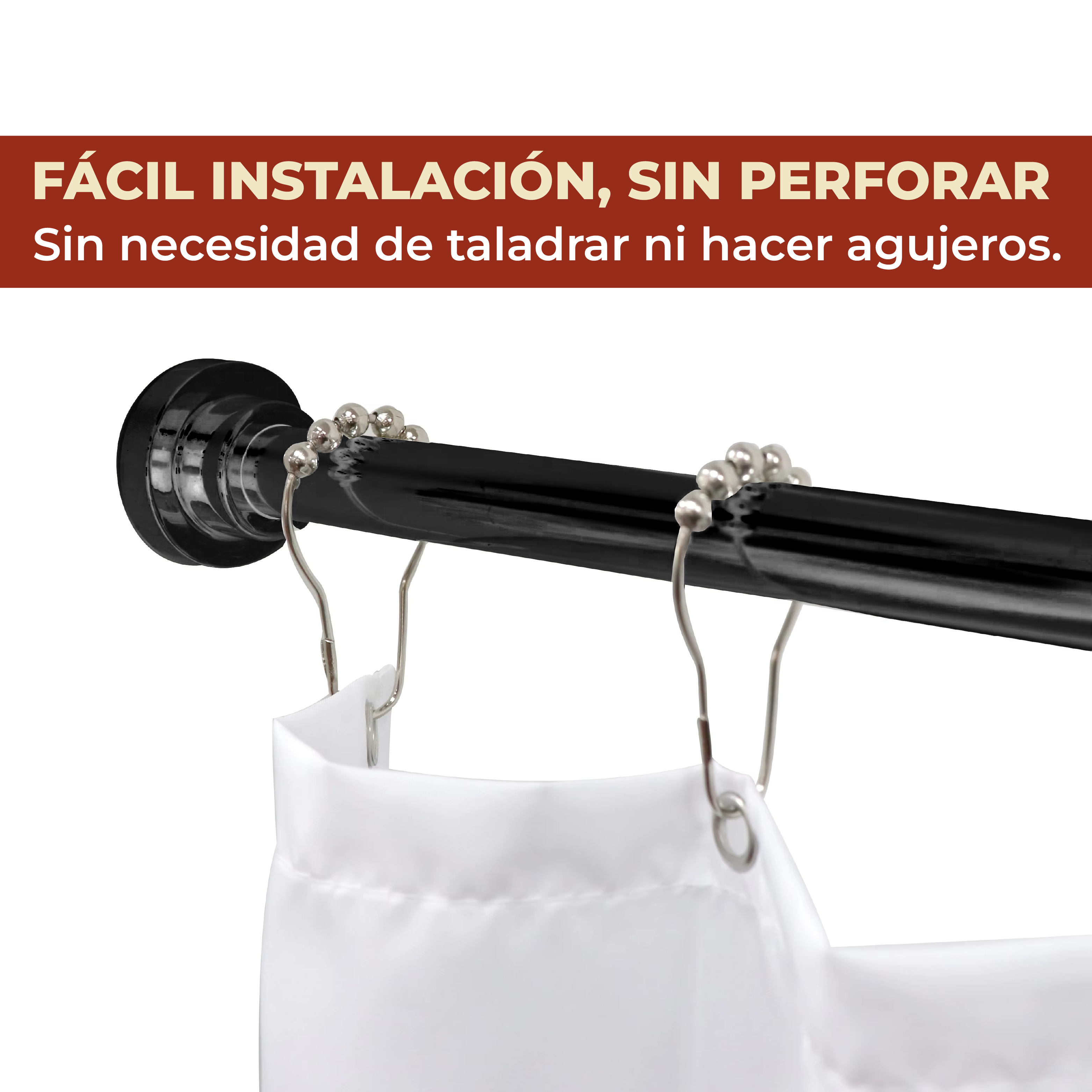Foto 4 | Tubo Para Cortina De Baño Expandible Ajustable 105-170 Cm