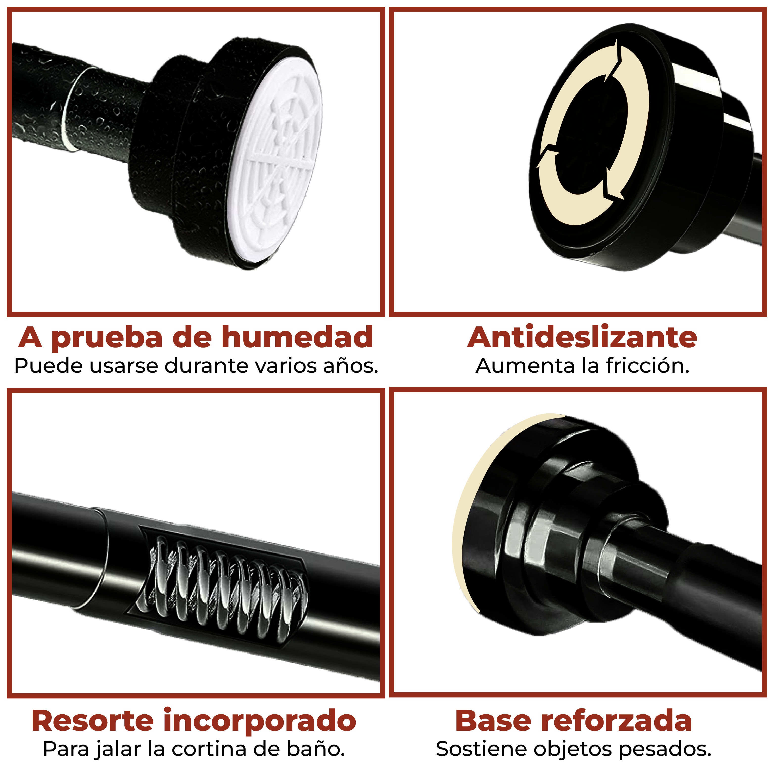 Foto 6 | Tubo Para Cortina De Baño Expandible Ajustable 105-170 Cm