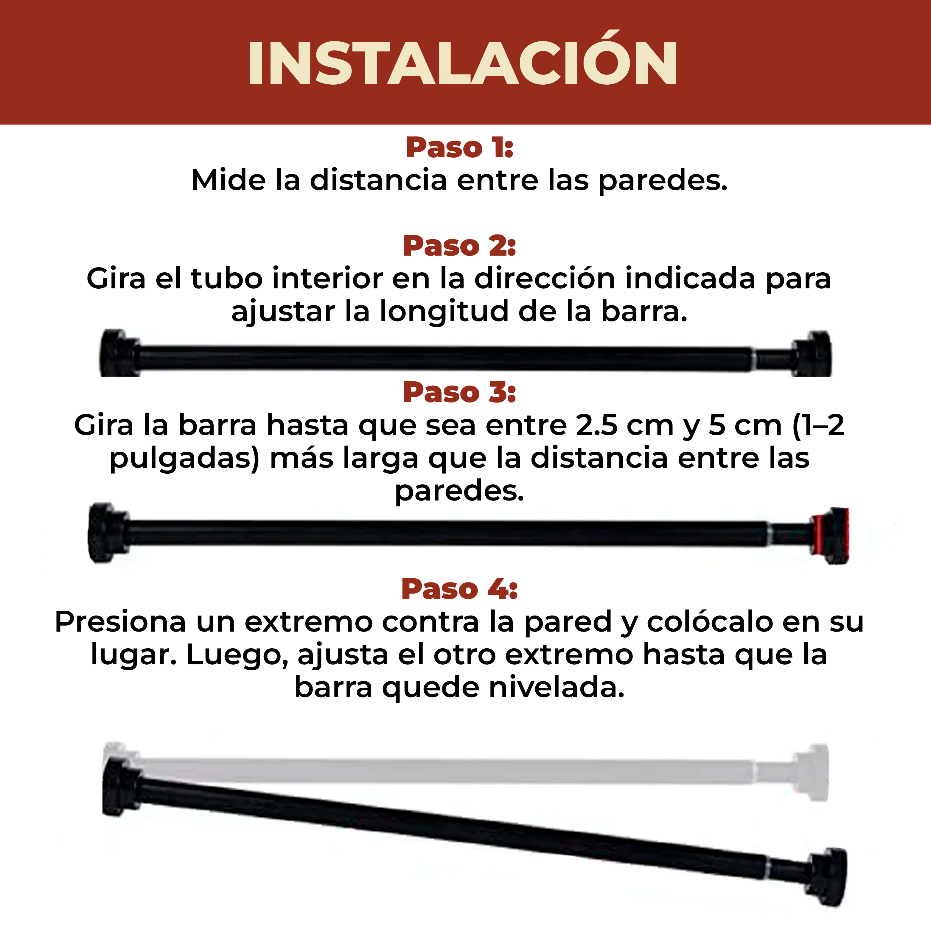Foto 8 pulgar | Tubo Para Cortina De Baño Expandible Ajustable 105-170 Cm