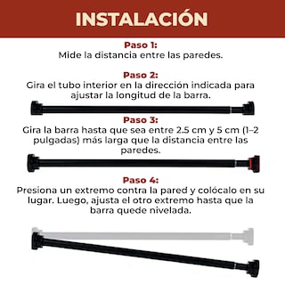 Foto 7 | Tubo Para Cortina De Baño Expandible Ajustable 105-170 Cm