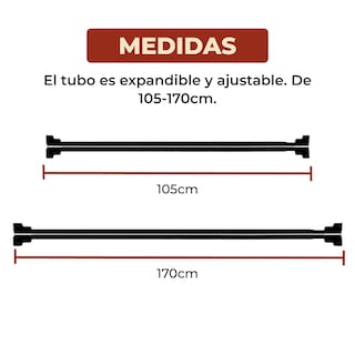 Foto 8 | Tubo Para Cortina De Baño Expandible Ajustable 105-170 Cm