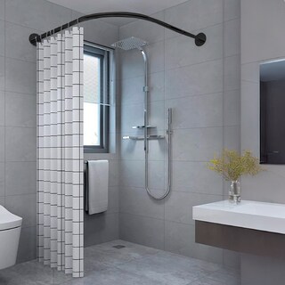Foto 3 | Tubo para Cortina de Baño en Escuadra Ajustable 80 x 100 cm Negro