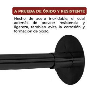 Foto 4 | Tubo para Cortina de Baño en Escuadra Ajustable 80 x 100 cm Negro