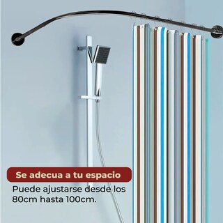 Foto 6 | Tubo para Cortina de Baño en Escuadra Ajustable 80 x 100 cm Negro
