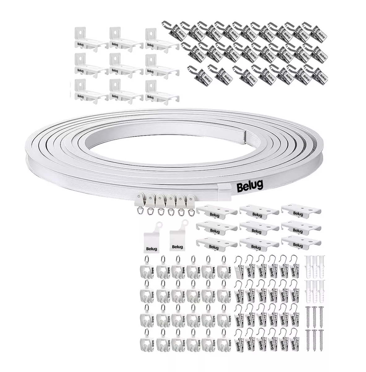 Silenciosos Riel De Cortina De Techo Flexible Montaje Curvo Belug Blanco