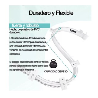 Foto 2 | Silenciosos Riel De Cortina De Techo Flexible Montaje Curvo Belug Blanco