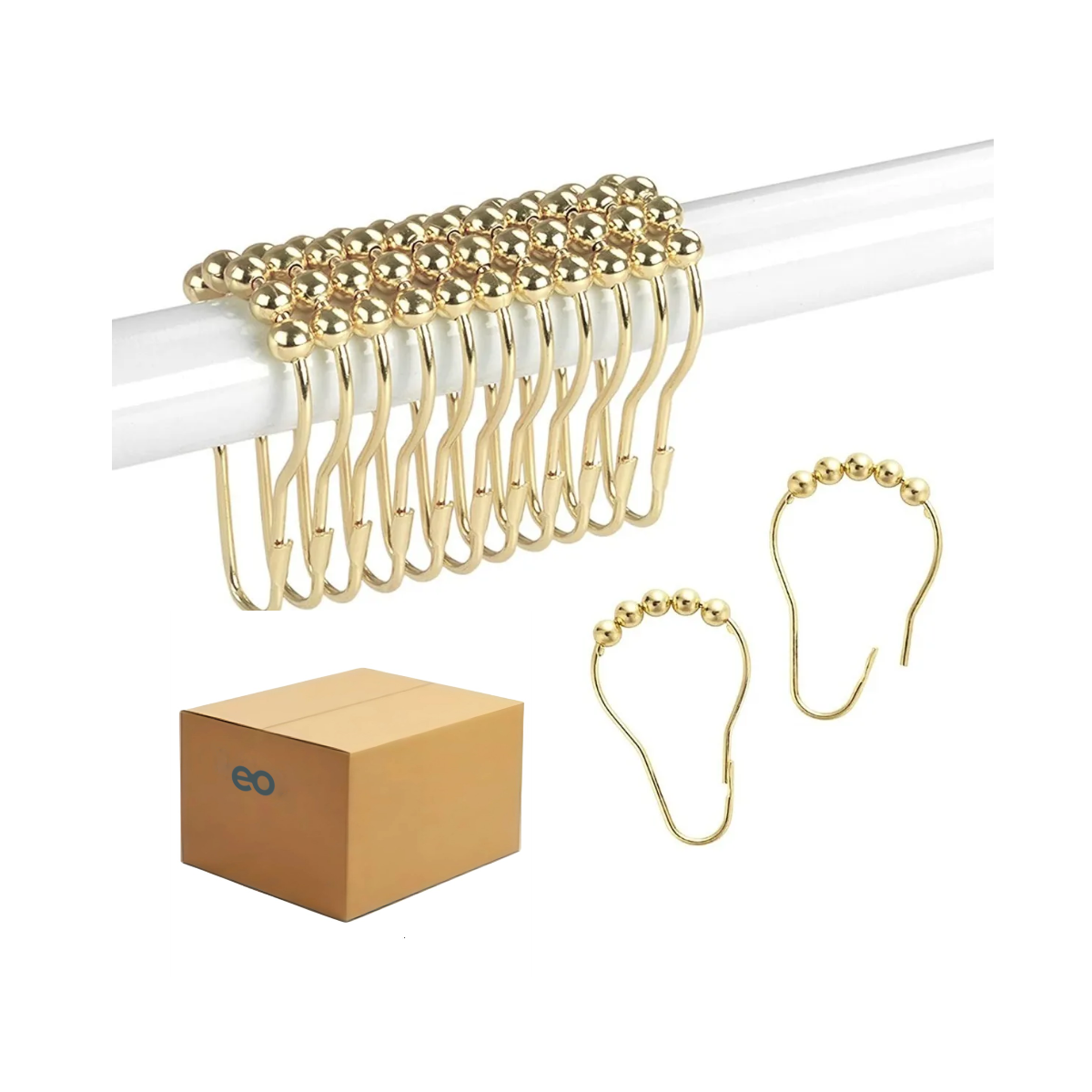 Foto 1 | Kit De 12 Ganchos De Cortina De Baño De Acero Inoxidable Eo Safe Imports Esi-18918 Dorado