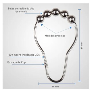 Foto 2 | Kit De 12 Ganchos De Cortina De Baño De Acero Inoxidable Eo Safe Imports Esi-18918 Dorado